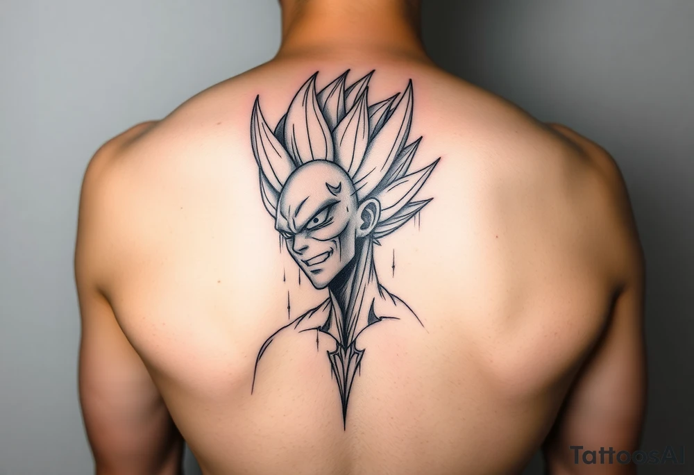 Rea un tatuaje de vegeta fusionado com gengar para una pierna tattoo idea