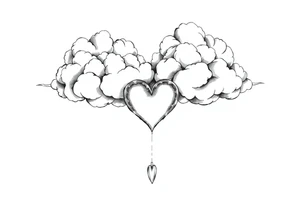 Clouds with a heart shaped noise dropping out tattoo idea