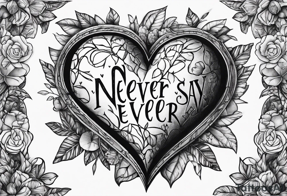 Broken Heart that says Never Say Never tattoo idea