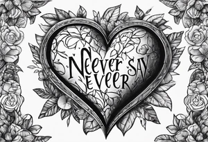 Broken Heart that says Never Say Never tattoo idea
