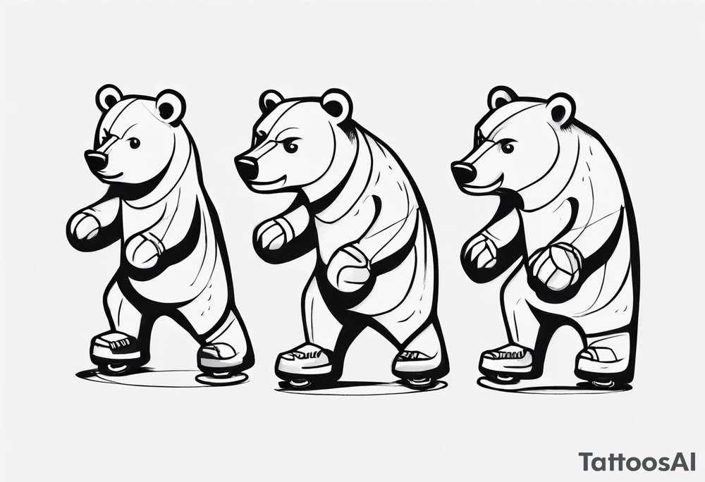 a family of three bears, minimalist, hockey tattoo idea