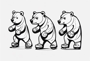 a family of three bears, minimalist, hockey tattoo idea