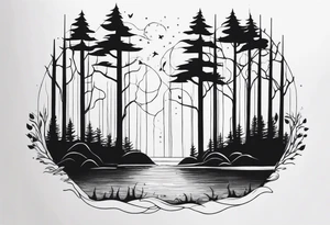 Forest that changes into an ocean tattoo idea