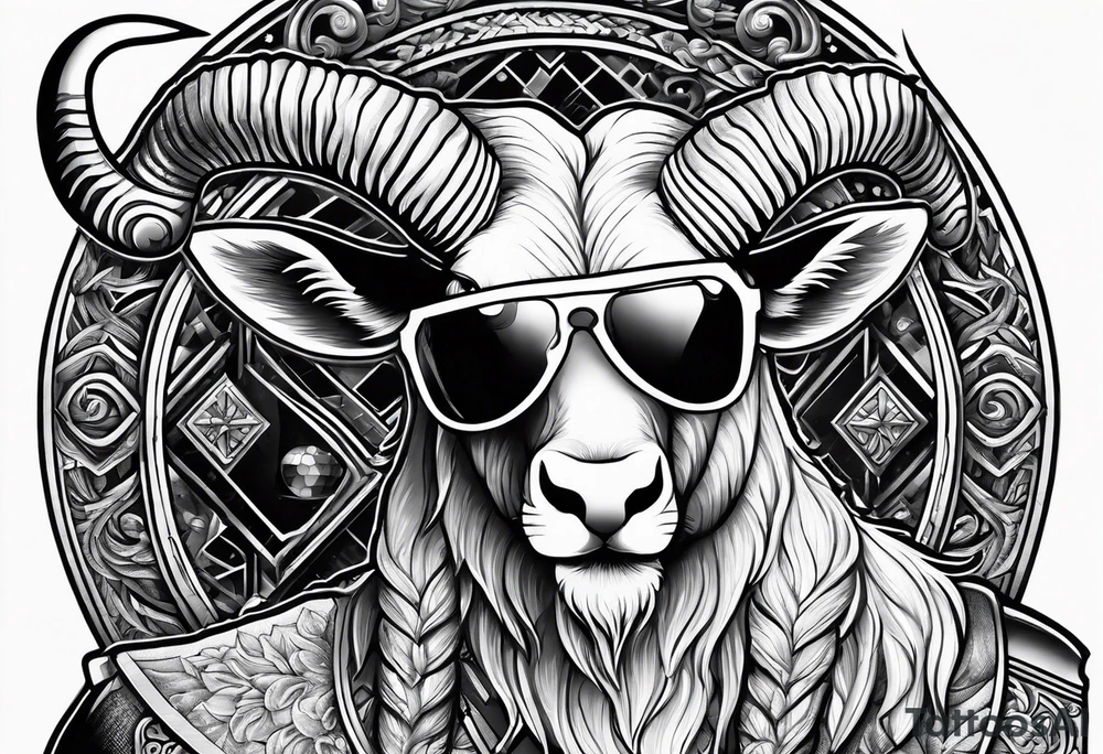 capricorn with sunglasses and shotgun tattoo idea