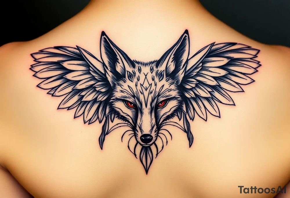 a fox with wings serious and scary tattoo idea