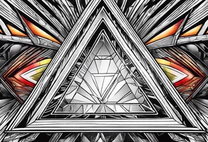 a ray of light entering a triangle prism glass from the left side and getting dispersed into colours tattoo idea