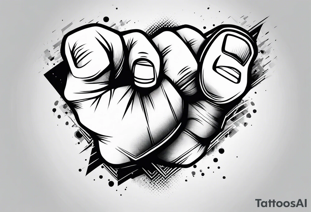 A clenched fist on the back using negative space techniques tattoo idea A clenched fist on the back using negative space techniques tattoo idea