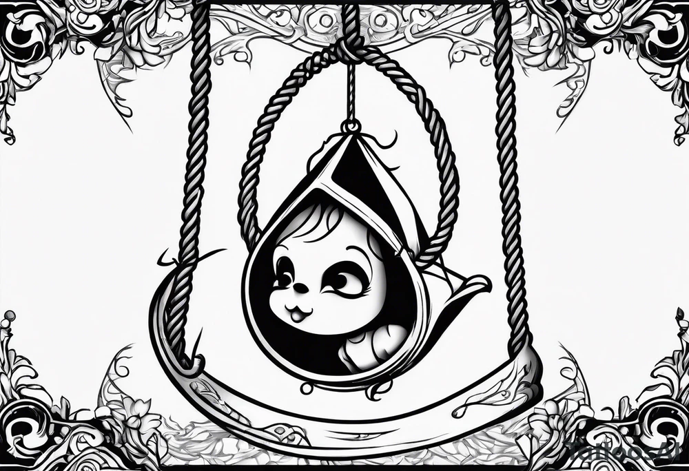 a person hanging from a noose tattoo idea
