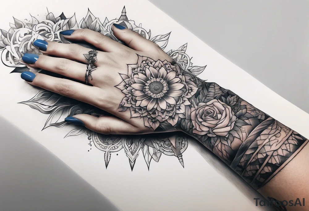 tattoo that fills entire length from shoulder to fingers that symbolizes pain tattoo idea