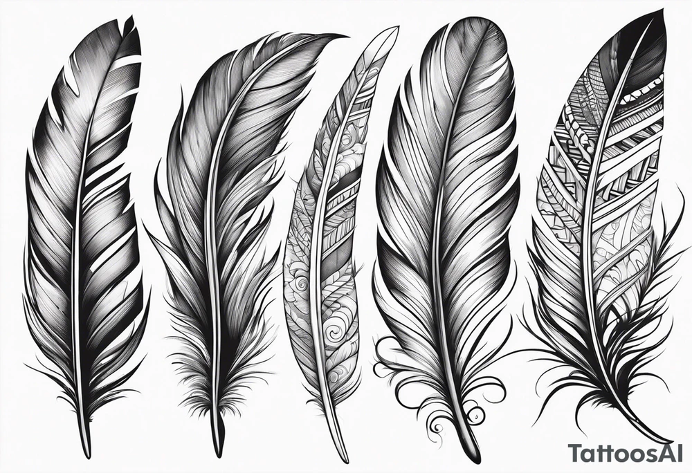 Feather with intricate details tattoo idea