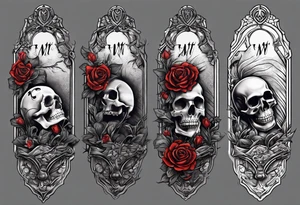 Arm emerging from grave. 
MIW Reincarnate written on gravestone tattoo idea