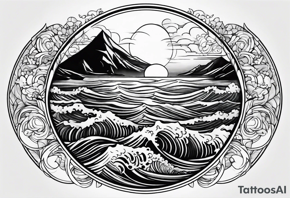I want a tattoo of the ocean in circle tattoo idea