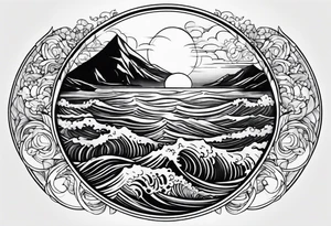I want a tattoo of the ocean in circle tattoo idea