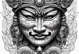 Japenese henya mask split tattoo idea