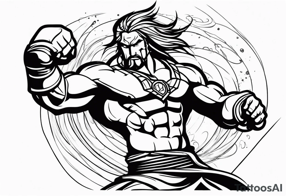 A warrio fighting by him self tattoo idea
