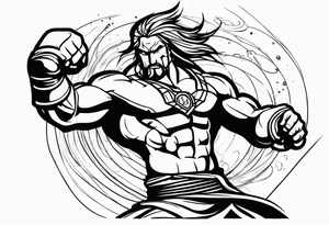 A warrio fighting by him self tattoo idea