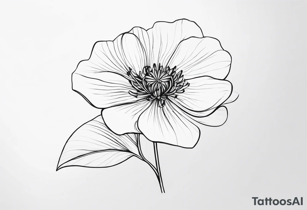 one very simple and no detailed waratha flower with stem in black and white, the few lines possible, fine-line tattoo idea
