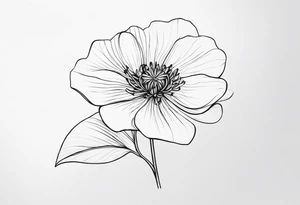 one very simple and no detailed waratha flower with stem in black and white, the few lines possible, fine-line tattoo idea