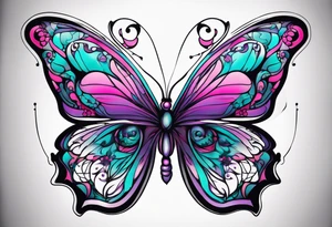 Purple Teal and Pink butterfly tattoo idea