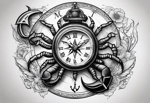 Scorpion, clock, compass, anchor tattoo idea