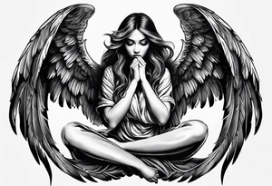 See no evil hear no evil speak no evil with angel wings wrapped around them tattoo idea