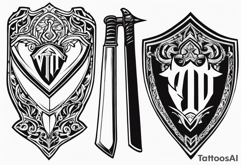 Valhalla Stairs sword shield axe armour tattoo idea