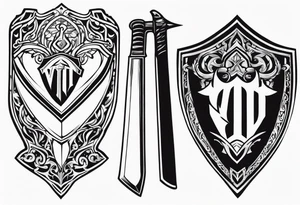 Valhalla Stairs sword shield axe armour tattoo idea