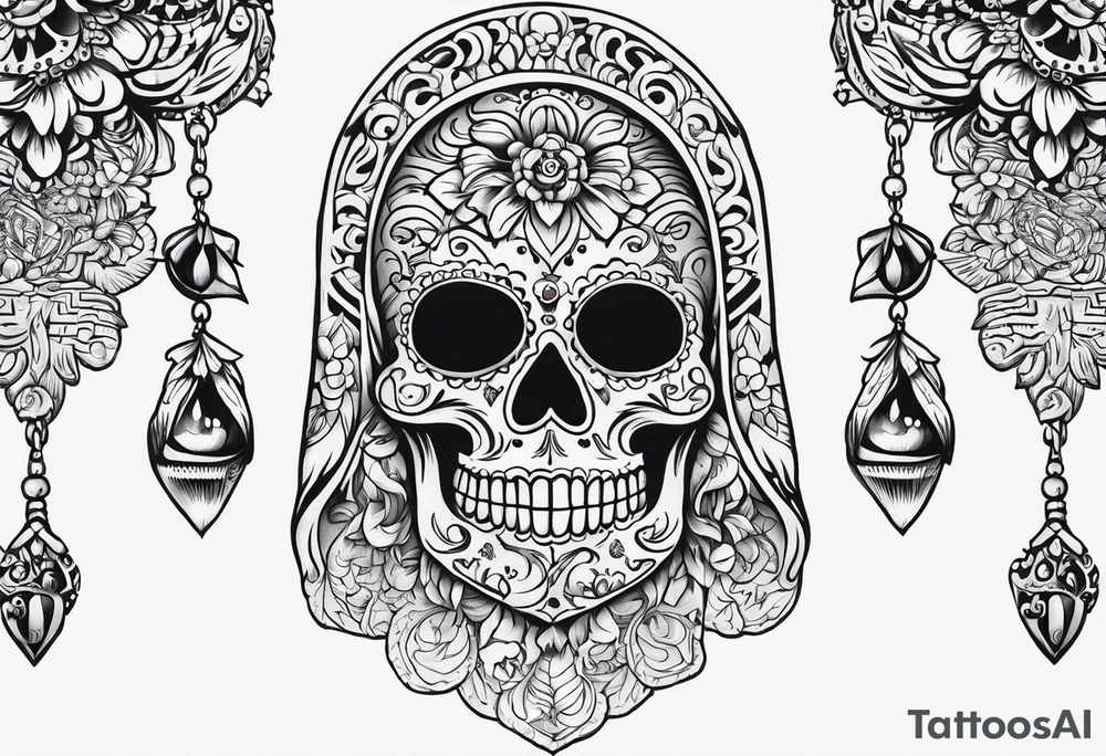mexican style santa muerte tattoo for shoulder tattoo idea