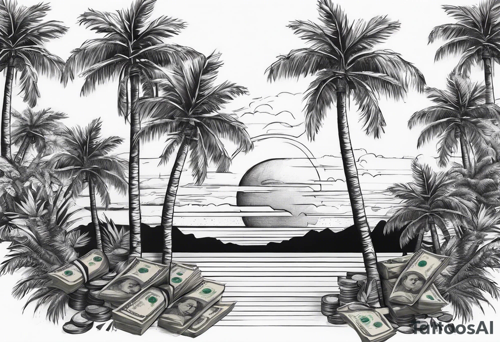 Palm trees, money tattoo idea