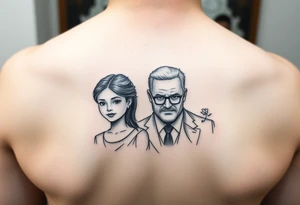 2 daughters and father in geometric tattoo idea
