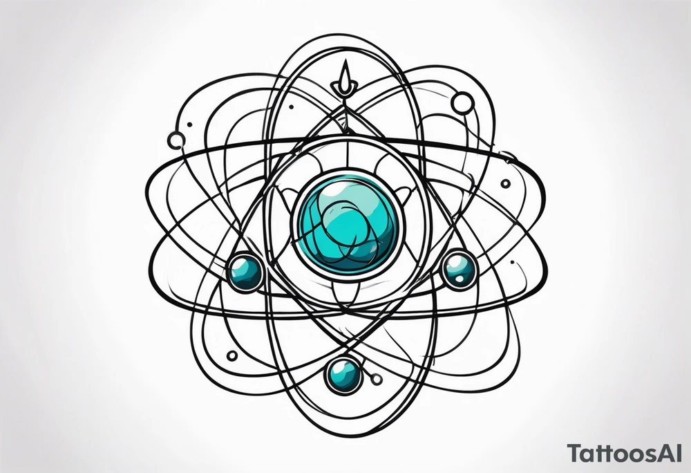 spiritual style atom with electron cloud tattoo idea