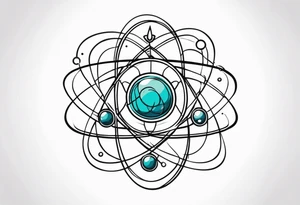 spiritual style atom with electron cloud tattoo idea