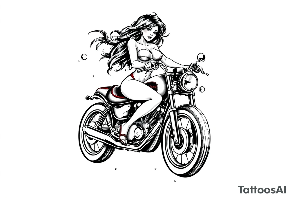 naked girl on motorcycle, slut tattoo idea