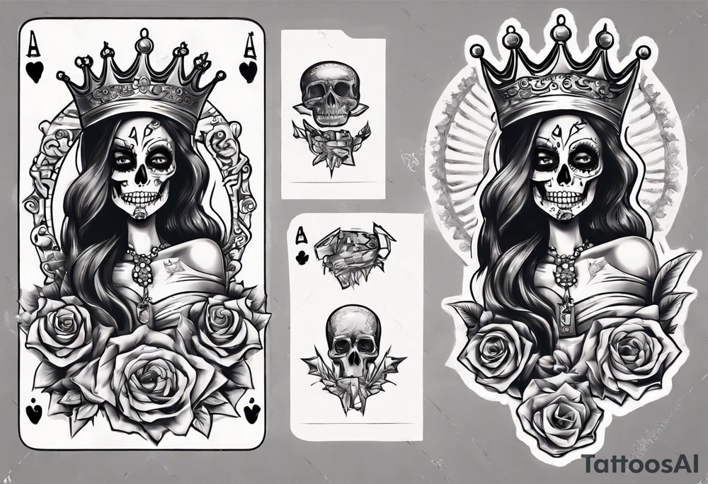 santa la muerta with money and crown
on the card tattoo idea