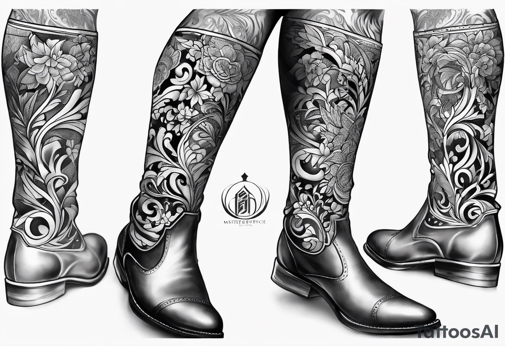 Filigree men’s leg tattoo tattoo idea