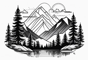 Mountains and trees reflection tattoo idea