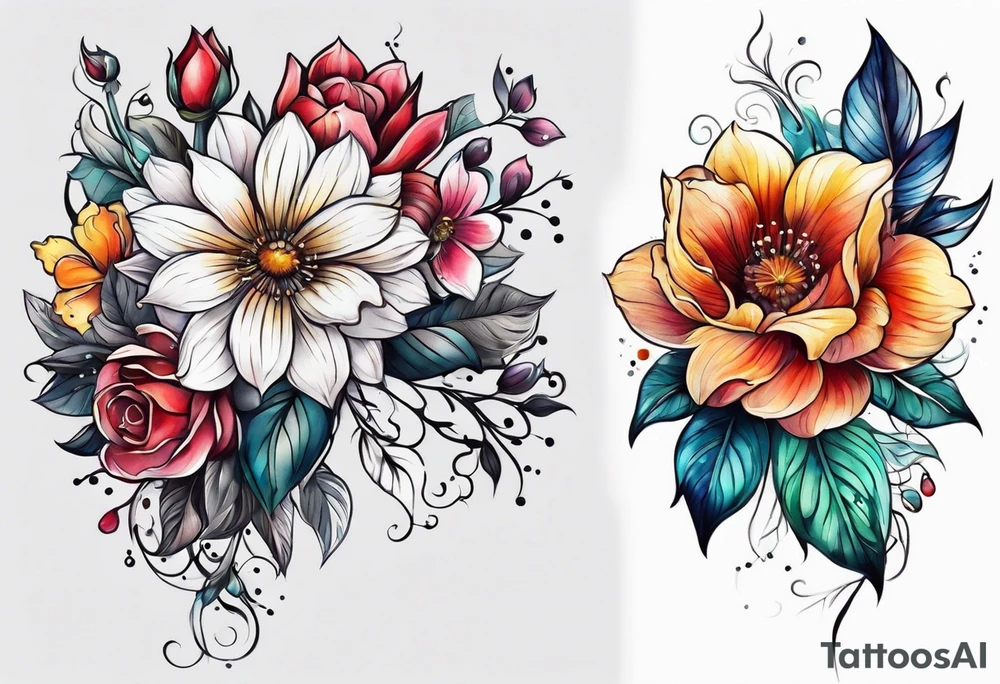 Mix of flowers tattoo idea