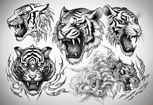 Etherial Tiger and lightning tattoo idea
