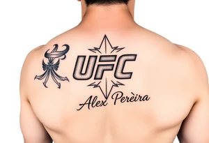 Cinturão do UFC com detalhes vermelhos e o nome de Alex Pereira Poatan ♥ tattoo idea