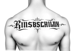 Russian lettering across top of chest tattoo idea