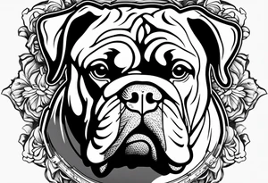 old english bulldog white brown tongue out tattoo idea