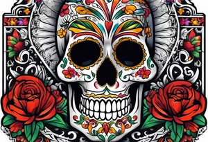 Mexico day of dead  rectangle  man skeleton tattoo idea
