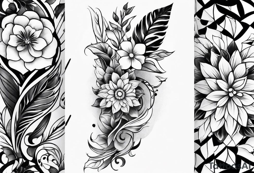 Flower full arm sleeve tattoo idea