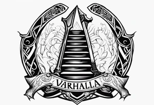 Valhalla shield sword  axe stairs tattoo idea