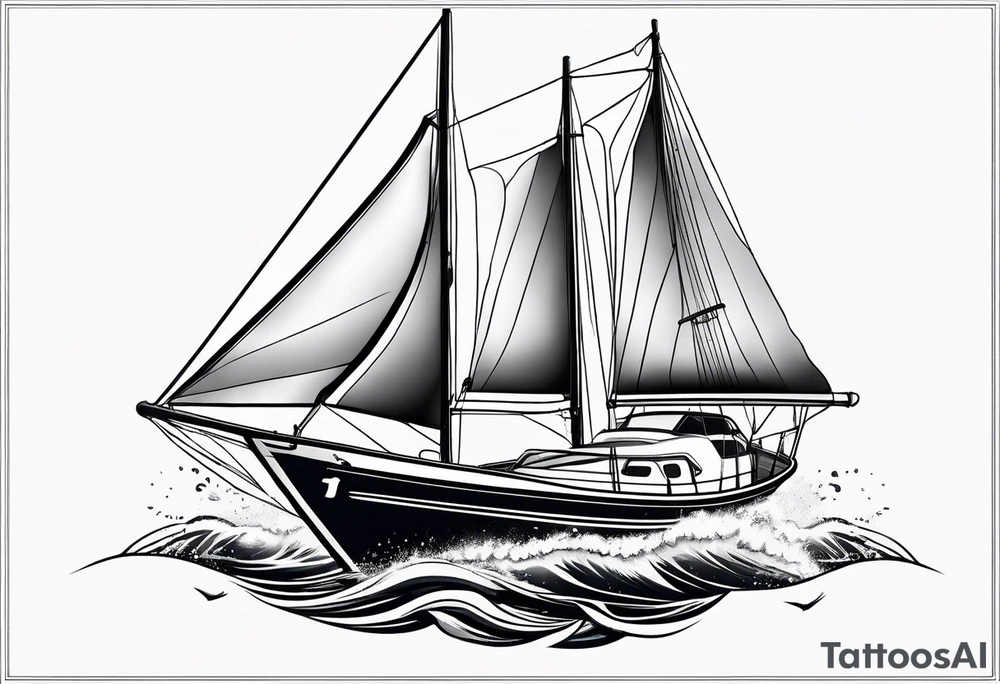 bow of a sailboat. tattoo idea