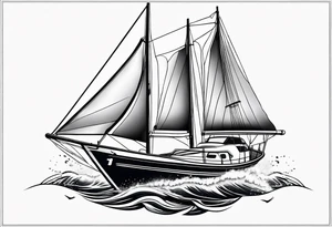bow of a sailboat. tattoo idea