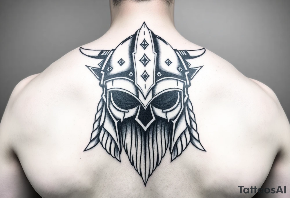 realistic large vikings helmet without face tattoo idea