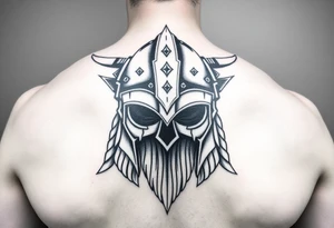 realistic large vikings helmet without face tattoo idea
