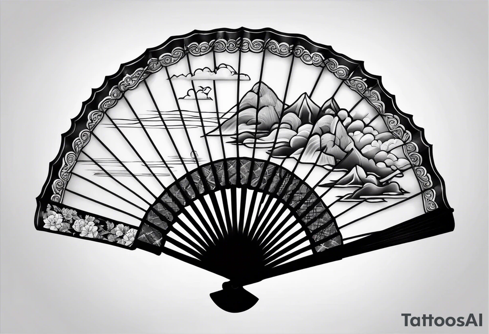 Black Japanese fan tattoo idea
