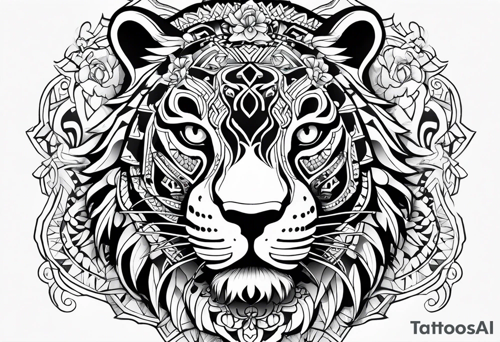 aztec black jaguar sitting tattoo idea